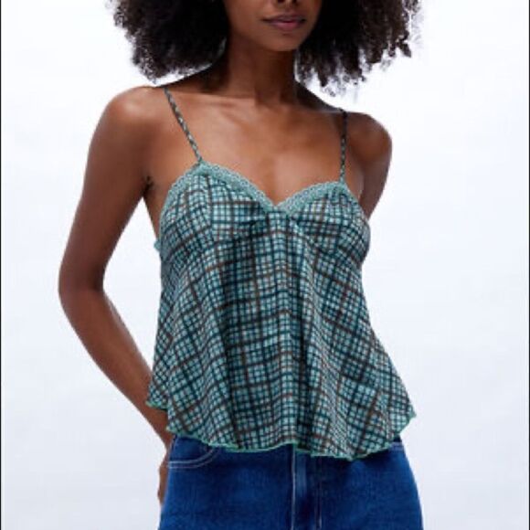 New FREE People With Confidence Checked Camisole | Forest Combo | Small - Picture 13 of 13